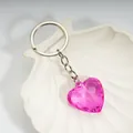 Pink heart-shaped acrylic crystal keychain with faceted resin pendant and silver chain - Sample Rose Red / Silver