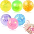Set of six glittery stress balls in vibrant colors showing squeeze texture and soft material - 4cm Aurora Maltose 1pc