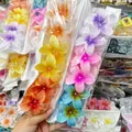 8cm plumeria hair claw clips in gradient pink, purple, and orange with pearl accents - Gradient Faux Pearl Style (18#)