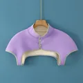 Purple thermal shoulder warmer for women with thick fleece lining and double button closure - M / Stand Collar Sleeveless / Purple
