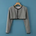 Fleece shoulder warmer shrug with long sleeves and buttons for neck protection - M / Long Sleeve Round Neck / Gray
