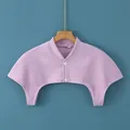 Light purple thin thermal shoulder warmer shawl with stand collar and button closure - Dralon Standing Collar (Purple)