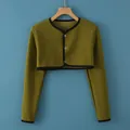 Olive green warm shoulder wrap with soft fleece lining and three button closure - M / Long Sleeve Round Neck / Army Green