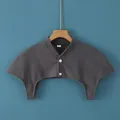 Dark grey thermal shoulder wrap for women featuring soft fabric and double button closure - M / Stand-up Collar / Dark Grey