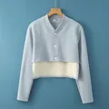 Light blue thermal shoulder protector with buttons and stylish layered hem design - Dralon Long Sleeve (Solid Blue)