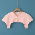 Pink quilted shoulder warmer for women with soft fabric and two-button closure - Dralon Round Neck (Pink)