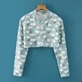 Torera de punto azul claro con estampado de nubes para aire acondicionado en verano - M / Nube Azul (Algodón Delgado)