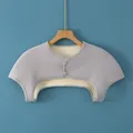 Thick grey thermal shoulder warmer with plush lining and double-button closure - M / Round Neck Sleeveless / Gray