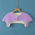 Purple thermal shoulder warmer with thick fleece lining and button closure for women - M / Round Neck Sleeveless / Purple