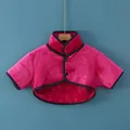 Plum pink flannel pet shoulder warmer with black buttons for cold weather comfort - M / Thickened Flannel Short Sleeve Rose Red