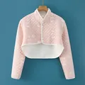 Scaldaspalle trapuntato rosa con motivi a cartoni animati e fodera calda per donna - M / Cotone Trapuntato Manica Lunga (Animale Rosa)