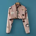 Pink flannel shoulder warmer cape with cartoon monkey prints and button closure - M / Flannel Long Sleeve Brown Monkey
