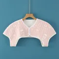 Pink quilted shoulder warmer for infants with cartoon animal prints and button closure - M / Pink Animal (Sleeveless)