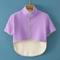 Plush thickened purple flannel shoulder warmer with four-button closure and fleece lining - M / Dralon Fleece Short Sleeve / Purple
