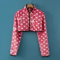 Pink flannel thermal shoulder cape with heart pattern and white buttons for winter - M / Flannel Long Sleeve Red Bow