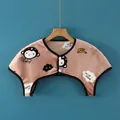 Thick thermal shoulder protector shawl in lotus pink flannel with cute cartoon print - M / Flannel Sleeveless Brown Banana