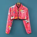 Pink flannel shoulder warmer for women with cute rabbit prints and button closure - M / Flannel Long Sleeve Pink Rabbit