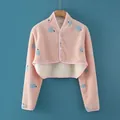 Schulterwärmer Damen aus weichem Fleece in Rosa mit blauen Punkten für den Winter - M / Rosa Apfel