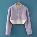 Purple thickened fleece shoulder warmer for women with white plush lining for winter - M / Purple Pineapple Velvet Sherpa