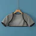 Short grey fleece-lined shoulder warmer for elderly women in air-conditioned rooms - M / Sporty Short Sleeve / Gray
