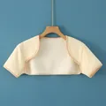 Plush cream white thermal shoulder warmer vest with thick fleece lining for winter comfort - M / Sporty Short Sleeve / Nude