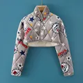 Thick mink velvet shoulder warmer jacket with quilted star patterns and fleece lining - M (40-50kg) / Gray Star (Triple Layer Mink Velvet Long Sleeve)