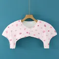 Pink bow printed shoulder warmer for women with soft fleece lining and two buttons - M / Crystal Fleece Quilted Round Neck Bowknot Print / Pink