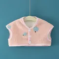 Pink fleece baby shoulder warmer vest with blue polka dots and soft lamb wool lining - S / Milk Velvet Pink Apple Vest