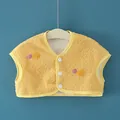 Thick yellow fleece vest for babies with warm inner lining and colorful embroidery - S / Milk Velvet Yellow Rabbit Vest