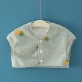 Dicke warme Kinderweste aus Lammvlies mit Ananas-Stickerei und Knopfverschluss - S / Grüne Ananas