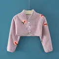 Lavendelfarbene Plüsch-Babyweste mit Pfirsich-Stickerei und Fleecefutter für den Winter - S / Lila Pfirsich