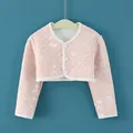 Pink quilted baby shoulder warmer jacket with cartoon cat print and white buttons - S / Air Cotton Pink Dog