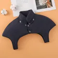 Thickened thermal shoulder protector in navy blue with high neck button closure - S / Padded With Collar / Black & Navy