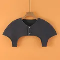Dark gray thermal shoulder warmer with dual snap buttons on orange background - 2XL / Dark Gray