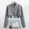 Winter thermal shoulder protector grey long sleeve jacket with fleece lining - M / Fleece Lined Long Sleeve (Light Gray)