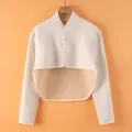 Scalda spalle invernale con motivo a orsetto e morbida trama a nido d'ape - M / Tops / Stile allungato potenziato - Stampa orso