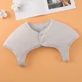 Light gray thermal shoulder warmer in M size made of soft knit fabric with double buttons - S / Padded Without Collar / Light Gray