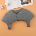Thickened dark grey shoulder warmer shawl with thermal lining and button closure - S / Padded Without Collar / Dark Gray