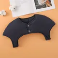 Deep grey fleece thermal shoulder warmer with double button closure for winter comfort - S / Padded Without Collar / Black & Navy