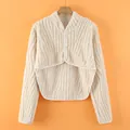 Protector de hombros cálido de franela blanco crema para mujer con textura suave - M / Estilo Alargado Mejorado de Franela Jacquard / Albaricoque