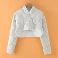 Quilted thermal shoulder wrap in light heather grey with high neck and button details - M / Gray