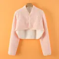 Rosa Fleece-Schulterschutz Kurzjacke mit langen Ärmeln und Knopfverschluss - M / Ananas-Samt Rosa