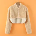 Thick warm fleece shoulder protector cardigan for women with quilted diamond pattern - M / Pineapple Fleece / Yellow