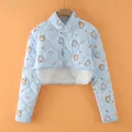 Scaldaspalle trapuntato celeste con simpatici motivi di gatti e pane tostato - M / Gatto Blu