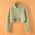 Thick light green fleece shoulder protector with long sleeves and white trim - Jacquard Flannel Fruit Green
