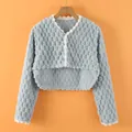 Light blue thermal shoulder protector jacket in waffle plush texture, size medium - M / Lace Flannel / Gentle Blue