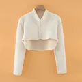 Quilted off-white shoulder warmer jacket with diamond patterns and warm lining - M / Tops / Love Heart (Stand Collar Lengthened)