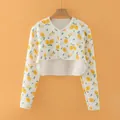 Quilted baby shoulder warmer jacket with lemon print and button-up front in cream - Size M [Recommended 40-47.5kg] / Tops / Lemon Pattern