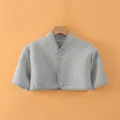 Grey quilted shoulder warmer shrug with stand collar and button closure for winter - Size M [Recommended 40-47.5kg] / Tops / Gray