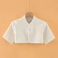 Quilted cream shoulder warmer wrap with short sleeves and diamond stitch texture - Size M [Recommended 40-47.5kg] / Tops / Heart